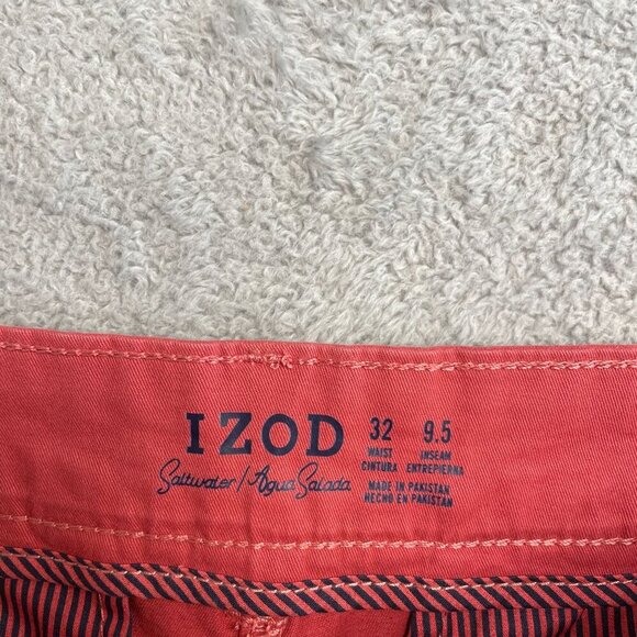 NWOT Izod Men's Size 32 x9.5 Saltwater Stretch Chino Shorts Red Cotton Blend - Picture 4 of 7